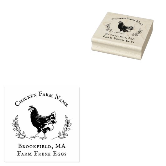 Rustic Wreath Chicken Egg Carton Custom Rubberstempel (Gestempeld)