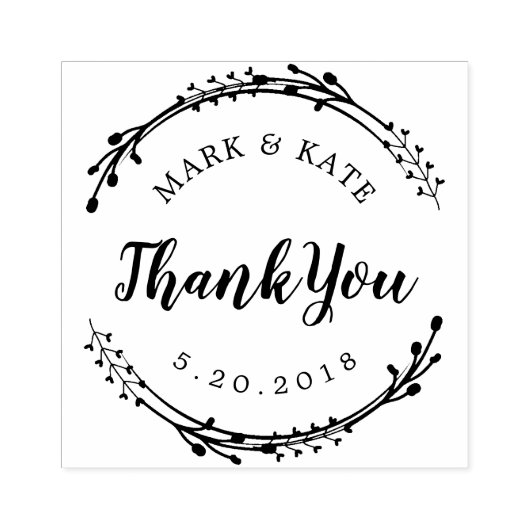 Rustic Wreath Custom Wedding Favor Bedankt Rubberstempel (Afrduk)