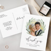 Rustic Wreath Elegant Wedding Bedankt Foto Briefkaart