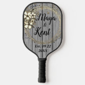 Rustic Wreath Floral Glitter Wedding Pickleball Paddle (Achterkant)