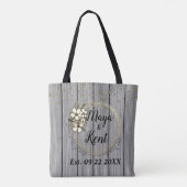 Rustic Wreath Floral Glitter Wedding Tas (Achterkant)