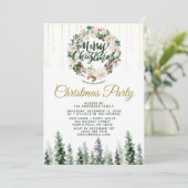 Rustic Wreath Forest Lights Kerstfeest Kaart (Staand voorkant)