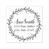 Rustic Wreath Gepersonaliseerde Naam Retouradres Zelfinktende Stempel (Design)