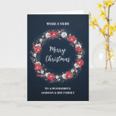 Rustic Wreath Godson & Family Merry Christmas Kaar Kaart (Gele Bloem)