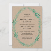 Rustic Wreath Greenery Wedding Invitation Kaart (Voorkant)