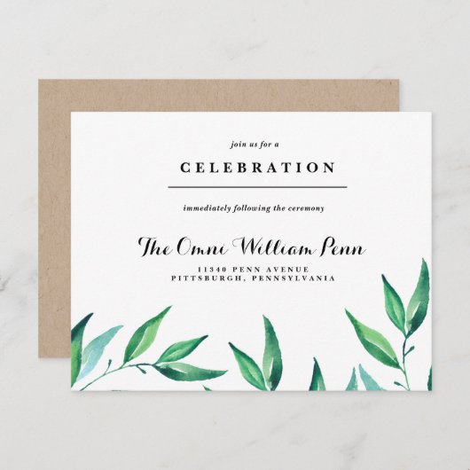 Rustic Wreath Greenery Wedding Reception Card RSVP Kaartje (Voorkant / Achterkant)