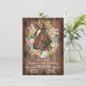 Rustic Wreath Horse Anniversaire Fête Invitation (Debout devant)