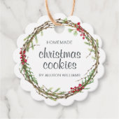 Rustic Wreath Kerstkoekjes Bedankjes Labels (Voorkant)