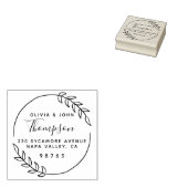 Rustic Wreath Married Couple Return Address Rubberstempel (Gestempeld)