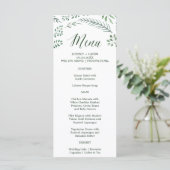 Rustic Wreath met Green Leaves Wedding Menu Kaart (Staand voorkant)