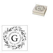 Rustic Wreath Monogram Adres Stempel (Gestempeld)