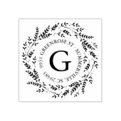 Rustic Wreath Monogram Adres Stempel (Afrduk)