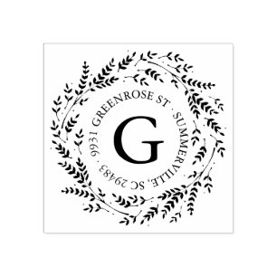 Rustic Wreath Monogram Adres Stempel