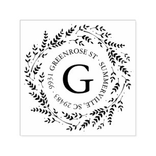 Rustic Wreath Monogram Adres Stempel