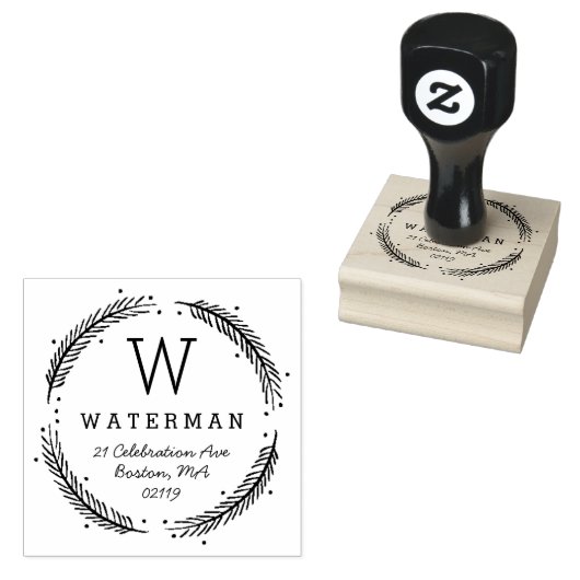 Rustic Wreath Monogram Rubberstempel (Gestempeld)