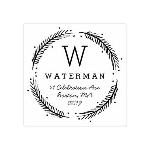 Rustic Wreath Monogram Rubberstempel