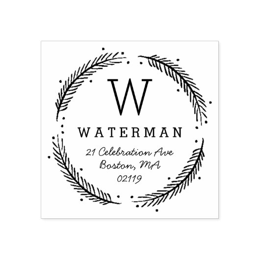 Rustic Wreath Monogram Rubberstempel (Afrduk)