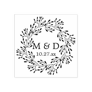 Rustic Wreath Monogram Wedding Rubberstempel