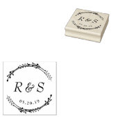 Rustic Wreath Monogram Wedding Save the Date Rubberstempel (Gestempeld)