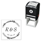 Rustic Wreath Monogram Wedding Save the Date Zelfinktende Stempel (In situ)