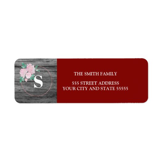 Rustic Wreath Monogrammed Return Address Label (Voorkant)