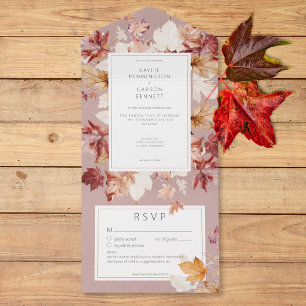 Rustic Wreath of Fall laat Bourgondische details a All In One Uitnodiging