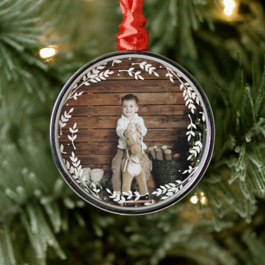Rustic Wreath Photo Ornament (Boom)