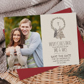 Rustic Wreath Save the Date Kerstfoto