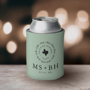 Rustic Wreath Texas Wedding Monogram Sage Blikjeskoeler