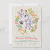 Rustic Wreath Unicorn Verjaardagsfeestje Uitnodigi Kaart (Voorkant)