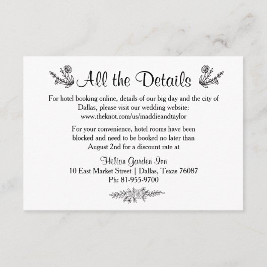 Rustic Wreath Wedding Accommodatie Card Informatiekaartje (Voorkant)