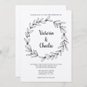 Rustic Wreath Wedding Invitation Kaart (Voorkant / Achterkant)