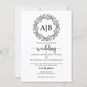 Rustic Wreath Wedding Invitation Kaart