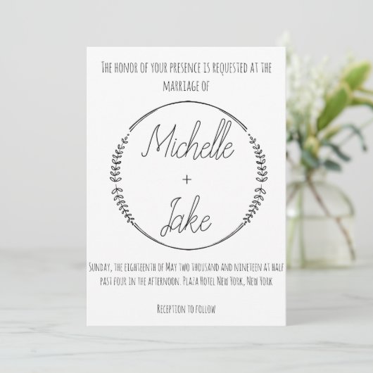 Rustic Wreath Wedding Invite Kaart (Staand voorkant)