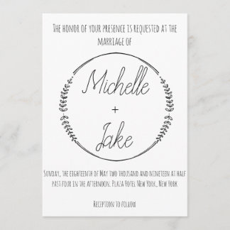 Rustic Wreath Wedding Invite Kaart