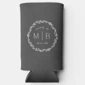Rustic Wreath Wedding Monogram | Koolstof (Voorkant)
