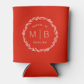 Rustic Wreath Wedding Monogram | Red Blikjeskoeler (Voorkant)