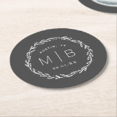 Rustic Wreath Wedding Monogram Ronde Kartonnen Onderzetter (Gebogen)