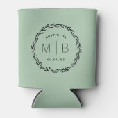 Rustic Wreath Wedding Monogram | Sage Blikjeskoeler (Voorkant)