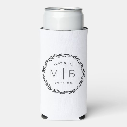 Rustic Wreath Wedding Monogram | wit (Seltzer Voorkant)