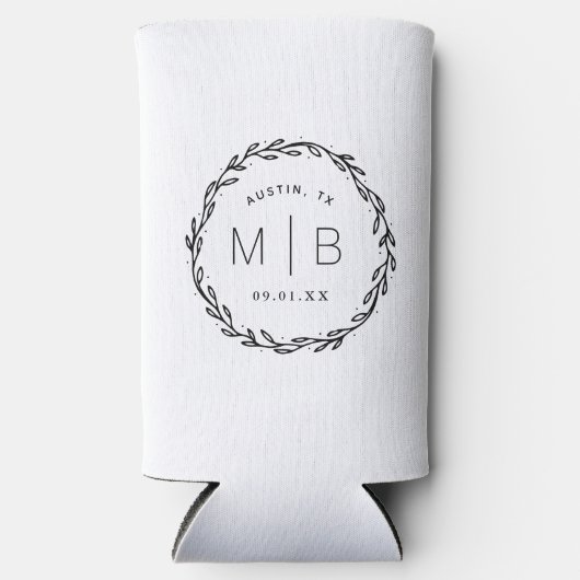 Rustic Wreath Wedding Monogram | wit (Voorkant)