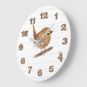 Rustic Wren Bird Personalized Wall Clock Grote Klok (Hoek)