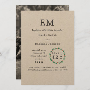 Rustic Xmas repesal Dinner nodigt FOTO TOE Kaart