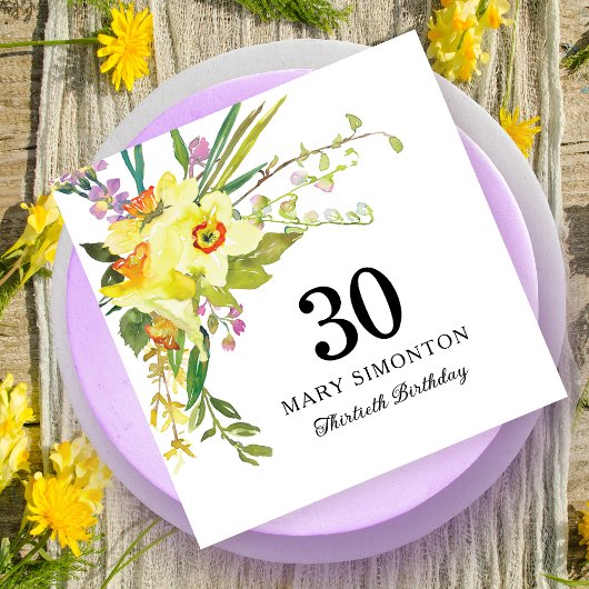 Rustic Yellow Daffodil 30th Birthday Servet