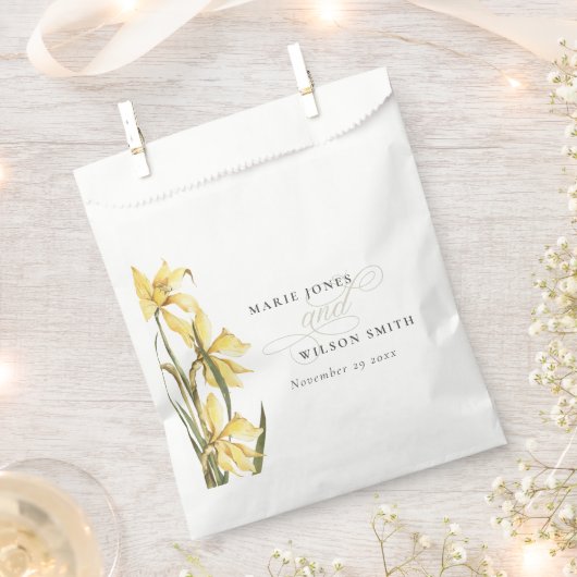 Rustic Yellow Daffodil Floral Waterverf Wedding Bedankzakje (Geknipt)