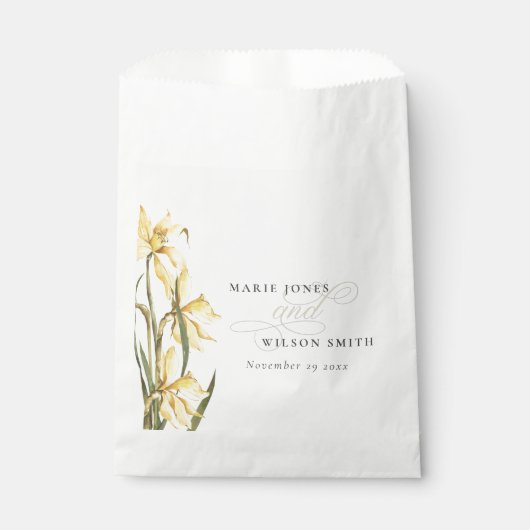 Rustic Yellow Daffodil Floral Waterverf Wedding Bedankzakje (Voorkant)