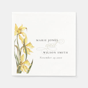 Rustic Yellow Daffodil Floral Waterverf Wedding Servet