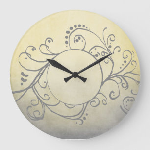 Rustic Yellow en Gray Bohemian Flourish Grote Klok