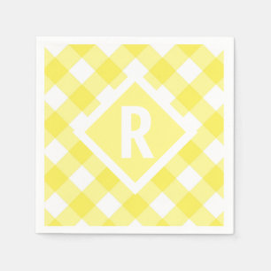 Rustic Yellow Gingham-monogram Servet
