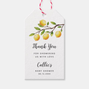 Rustic Yellow Lemon Baby shower Cadeaulabel